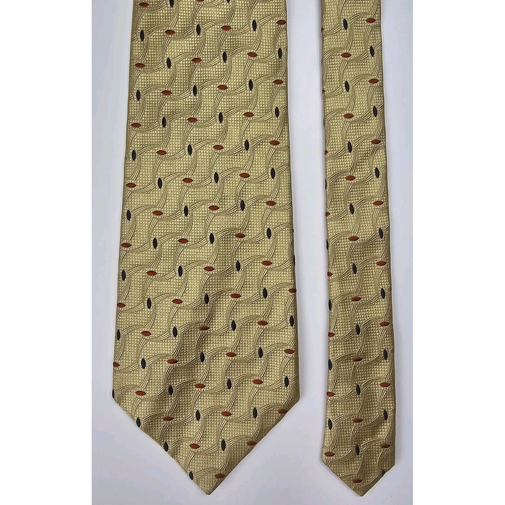 Paul Fredrick Tie Gold Embroidery100% Italian Silk Hand Tailored Made In USA‎
